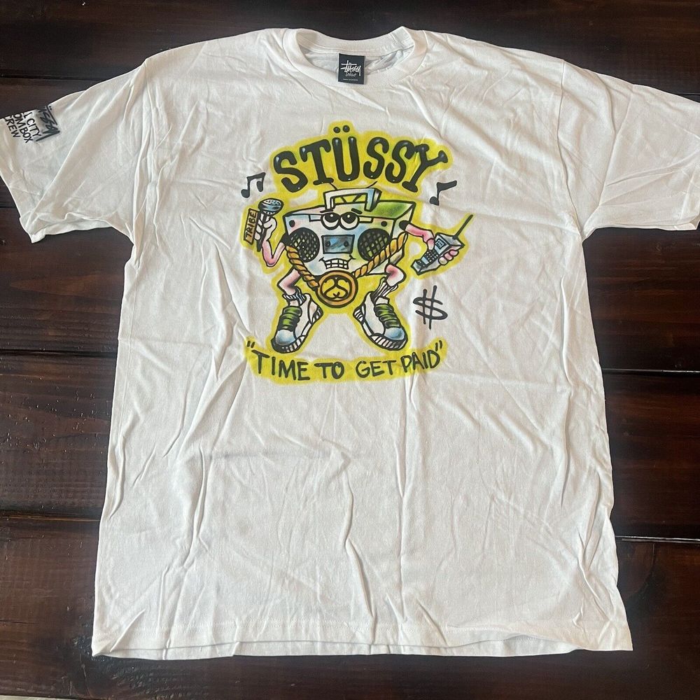 Vintage Stussy Get Paid Boombox  Air Brush Tee